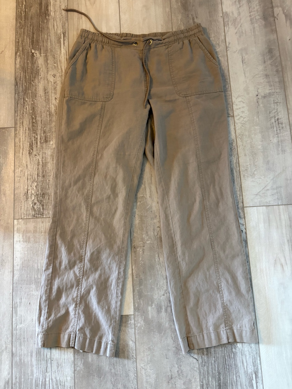 Cato Straight-Leg Drawstring Pants in Taupe